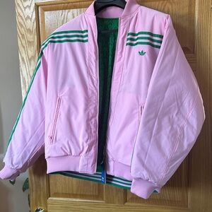 Adidas Light Pink Jacket with Green Accents